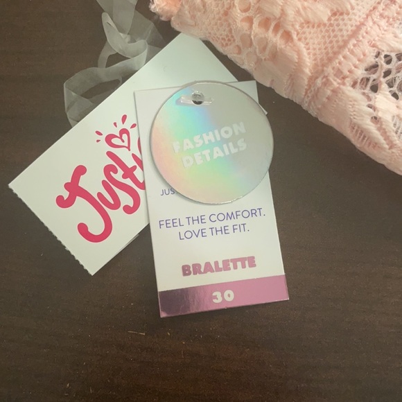 Brand New Justice Pink Lace Size 30 Bralette - Picture 2 of 4